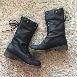 Madden girl black combat boots